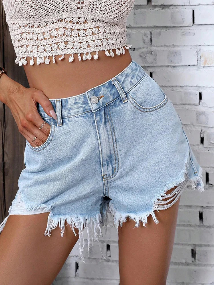 Zara | Frayed Denim Shorts